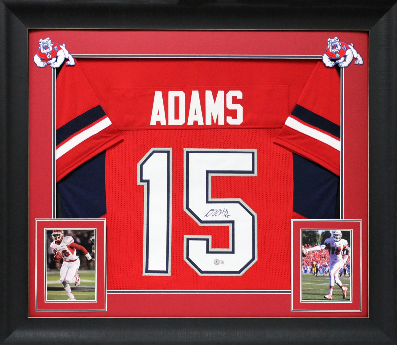 Fresno State Davante Adams Signed Red Pro Style Framed Jersey BAS Witnessed
