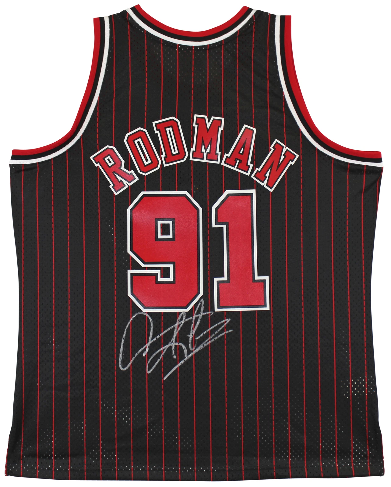 Bulls Dennis Rodman Authentic Signed Black M&N HWC Swingman Jersey BAS Witnessed
