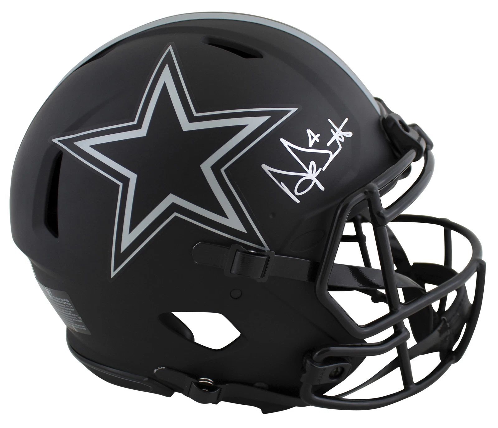 Cowboys Dak Prescott Signed Eclipse F/S Speed Proline Helmet w/ Silver Sig BAS W
