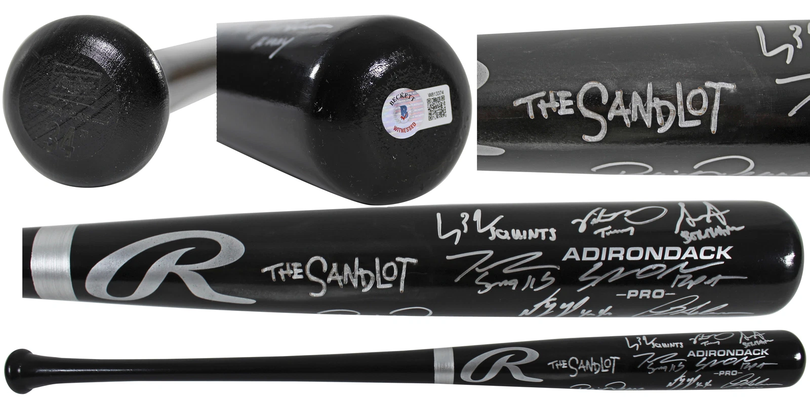 The Sandlot (8) Guiry, Leopardi, Renna +5 Signed Bat w/ Character Names BAS
