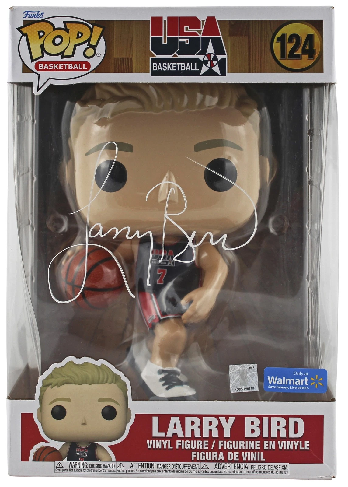 Larry Bird Signed 10 Inch USA Basketball #124 Funko Pop Vinyl Figure BAS Witness
