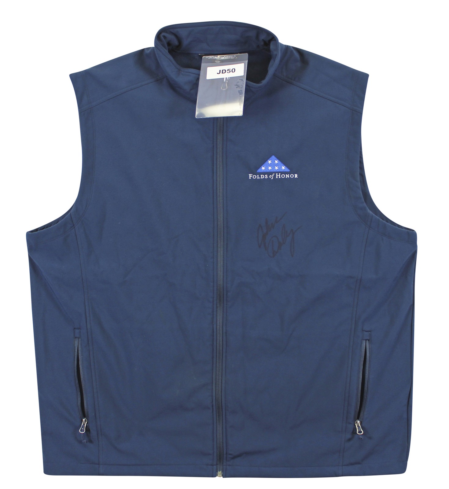 John Daly Authentic Signed Match Worn Navy Folds of Honor Vest BAS #BH00319
