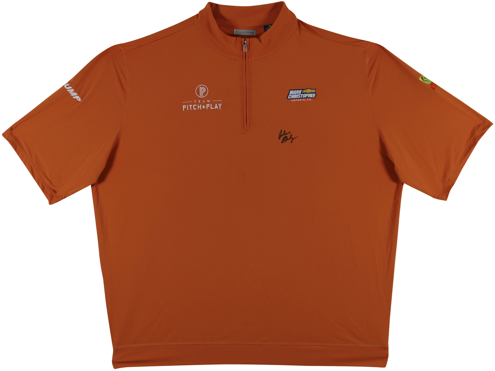John Daly Signed Match Worn Orange Folds of Honor Quarter Zip Shirt BAS #BH00324
