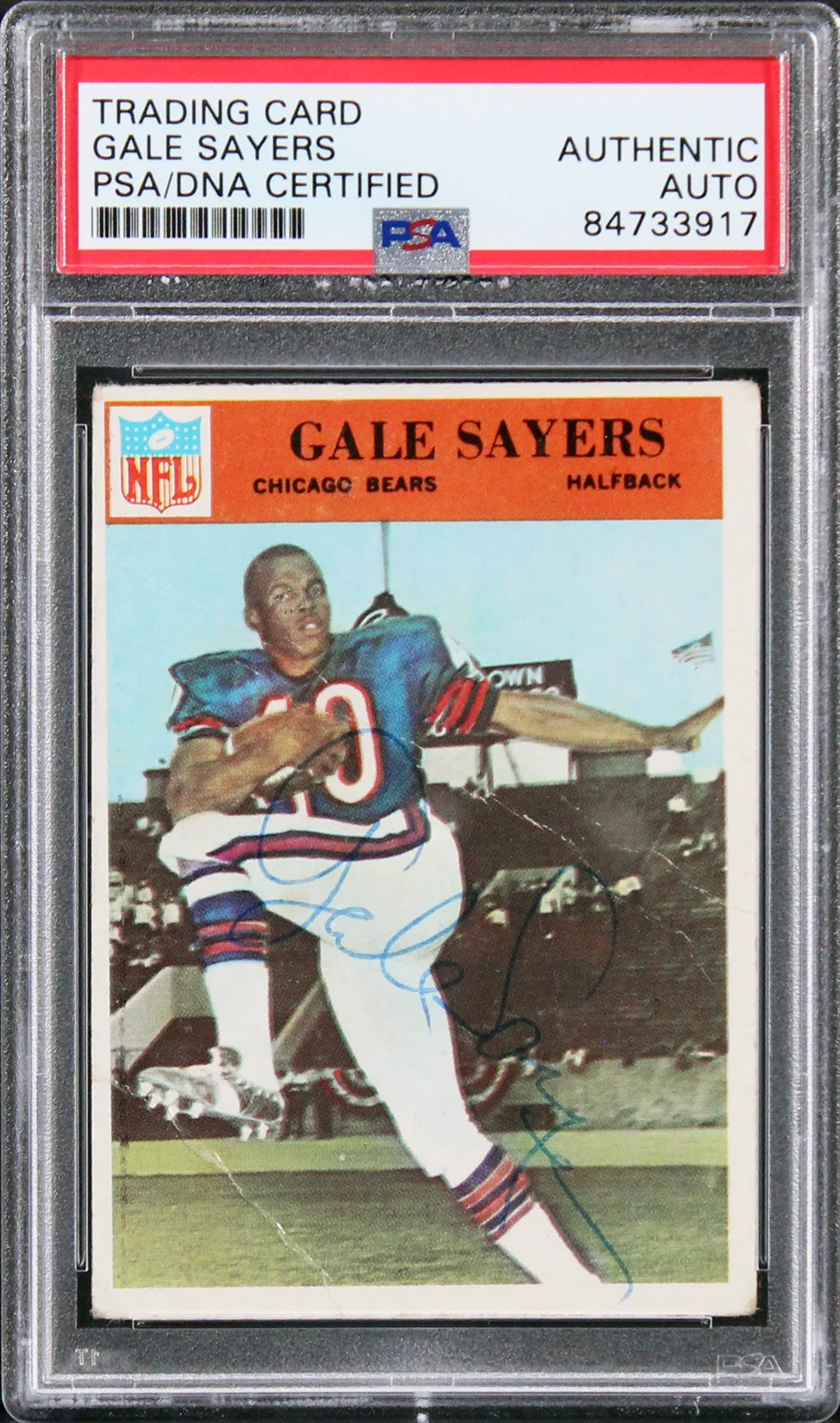 Bears Gale Sayers Authentic Signed 1966 Philadelphia #38 Rookie Card PSA Slabbed
