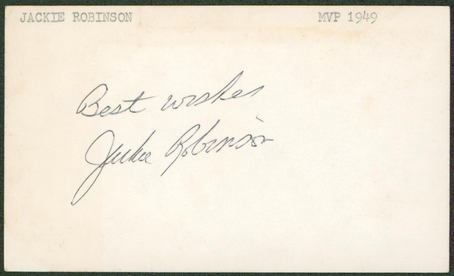 Dodgers Jackie Robinson Best Wishes Authentic Signed 3x5 Index Card JSA #XX48287
