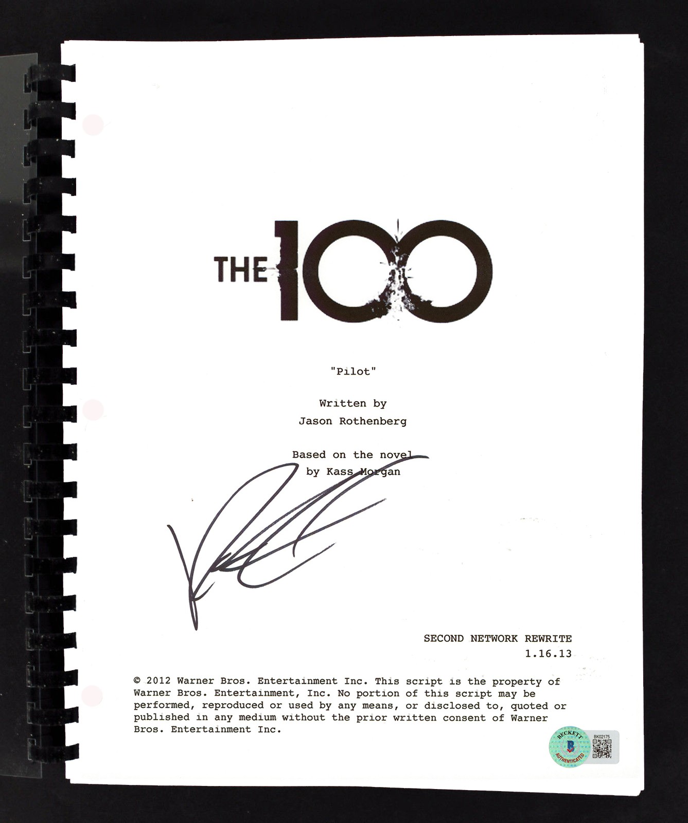 Richard Harmon The 100 Authentic Signed Movie Script Autographed BAS #BK02175

