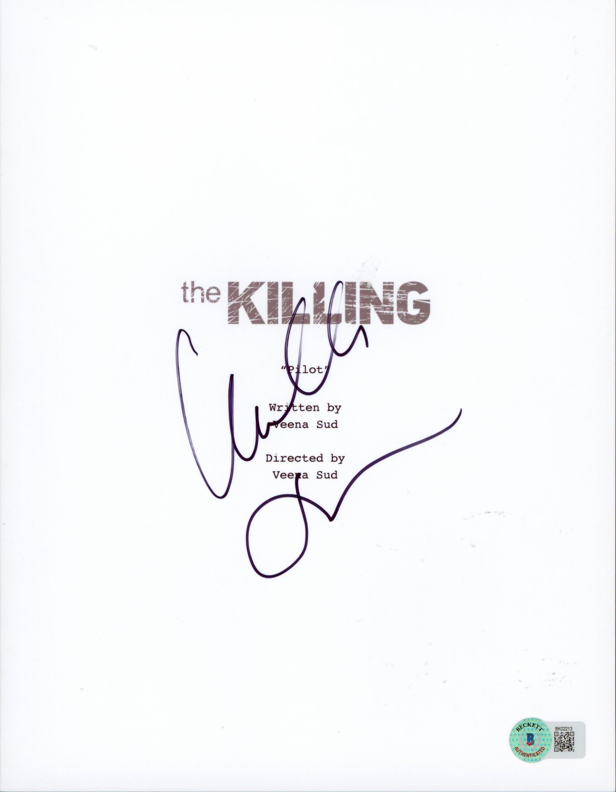 Mireille Enos The Killing Authentic Signed Script Cover Autographed BAS #BK02213
