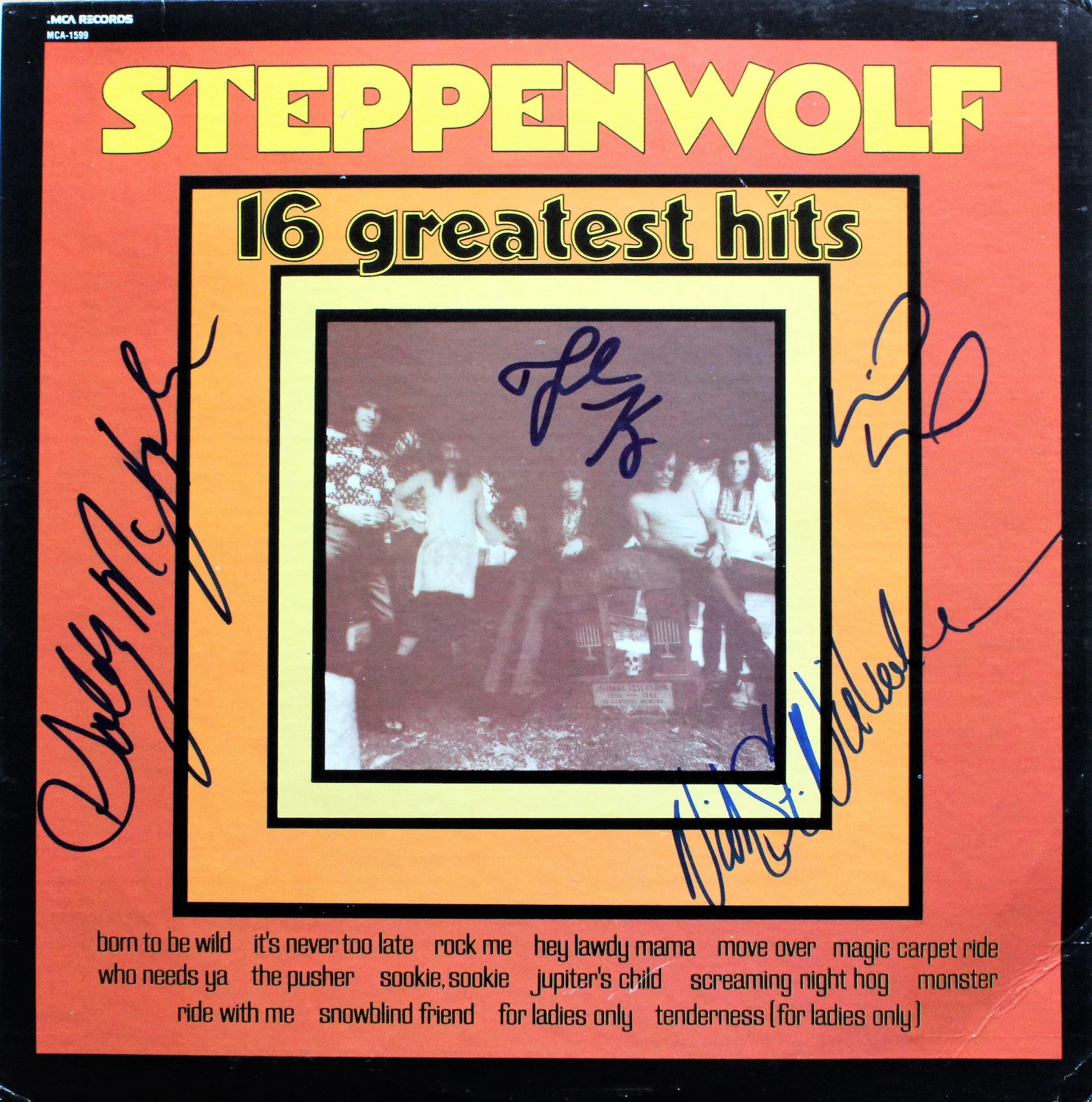 STEPPENWOLF Greatest Hits VINYL SIGNED JOHN KAY, GOLDY, MICHAEL & NICK ACOA
