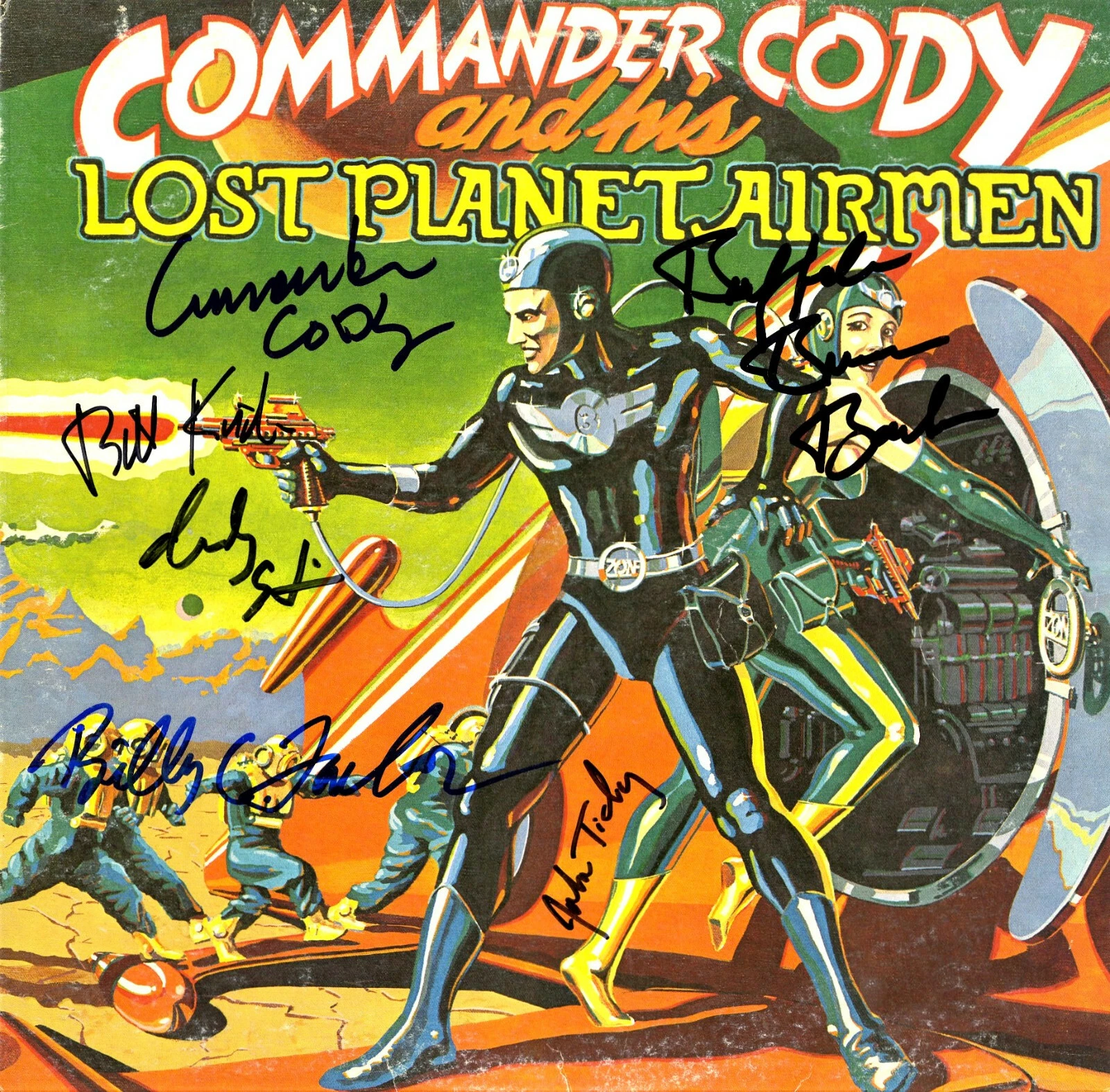 Commander Cody & the Lost Planet Airman signed vinyl record by all 6!! ACOA
