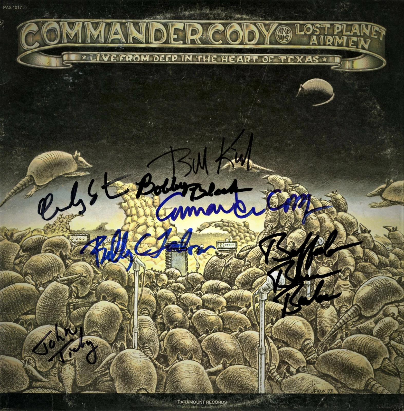 Commander Cody & the Lost Planet Airman signed vinyl record by all 7 TEXAS ACOA
