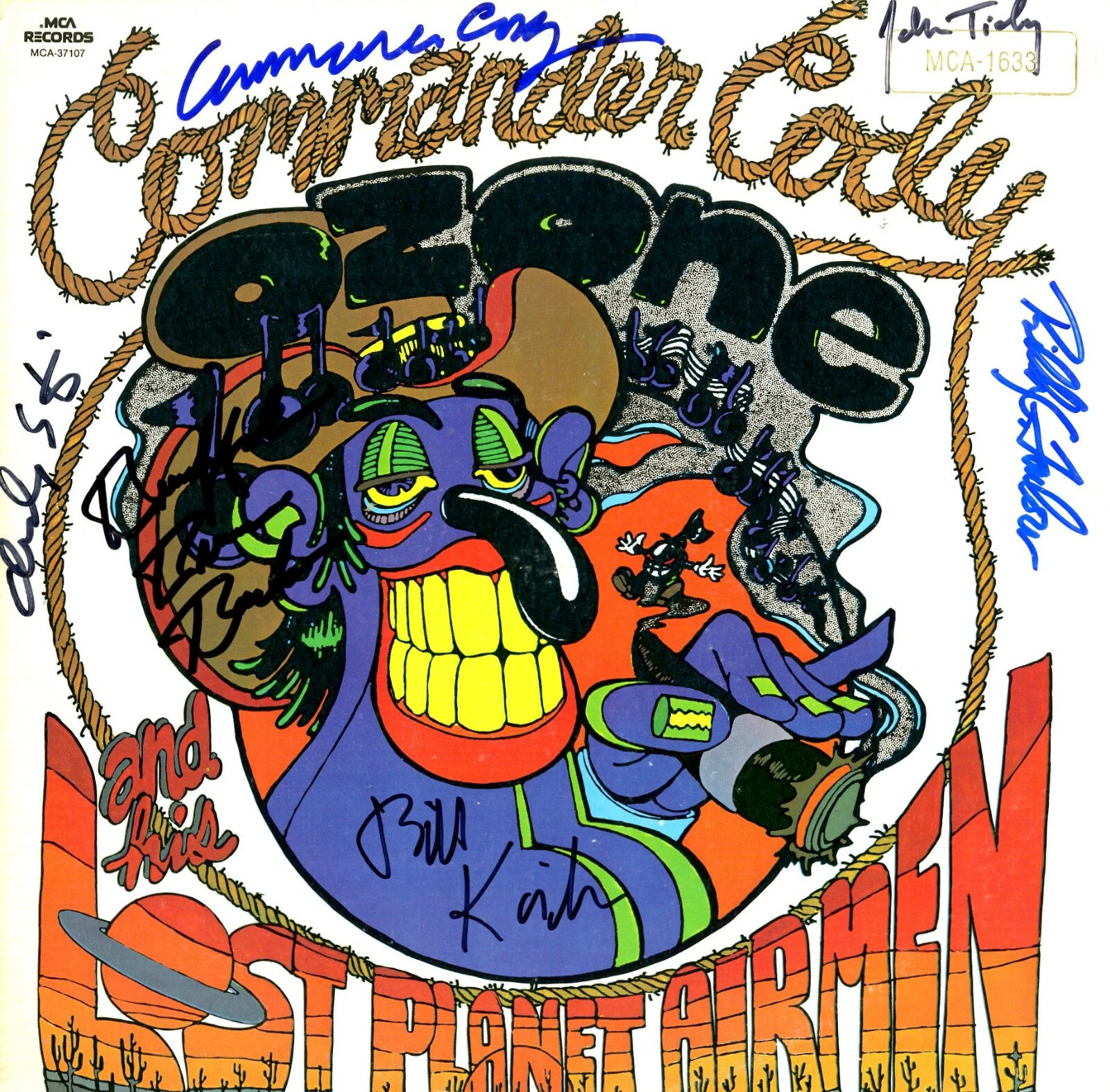 Commander Cody & the Lost Planet Airman signed vinyl record by all 6 OZONE ACOA
