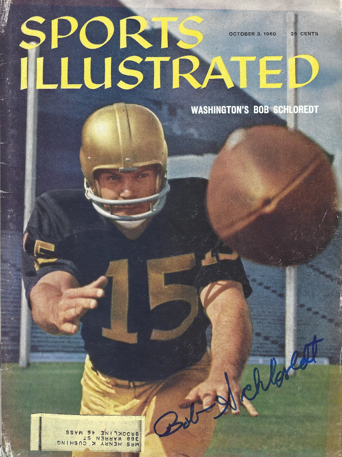 BOB SCHLOREDT Signed Autographed SPORTS ILLUSTRATED 1960 Washington Huskies (b)
