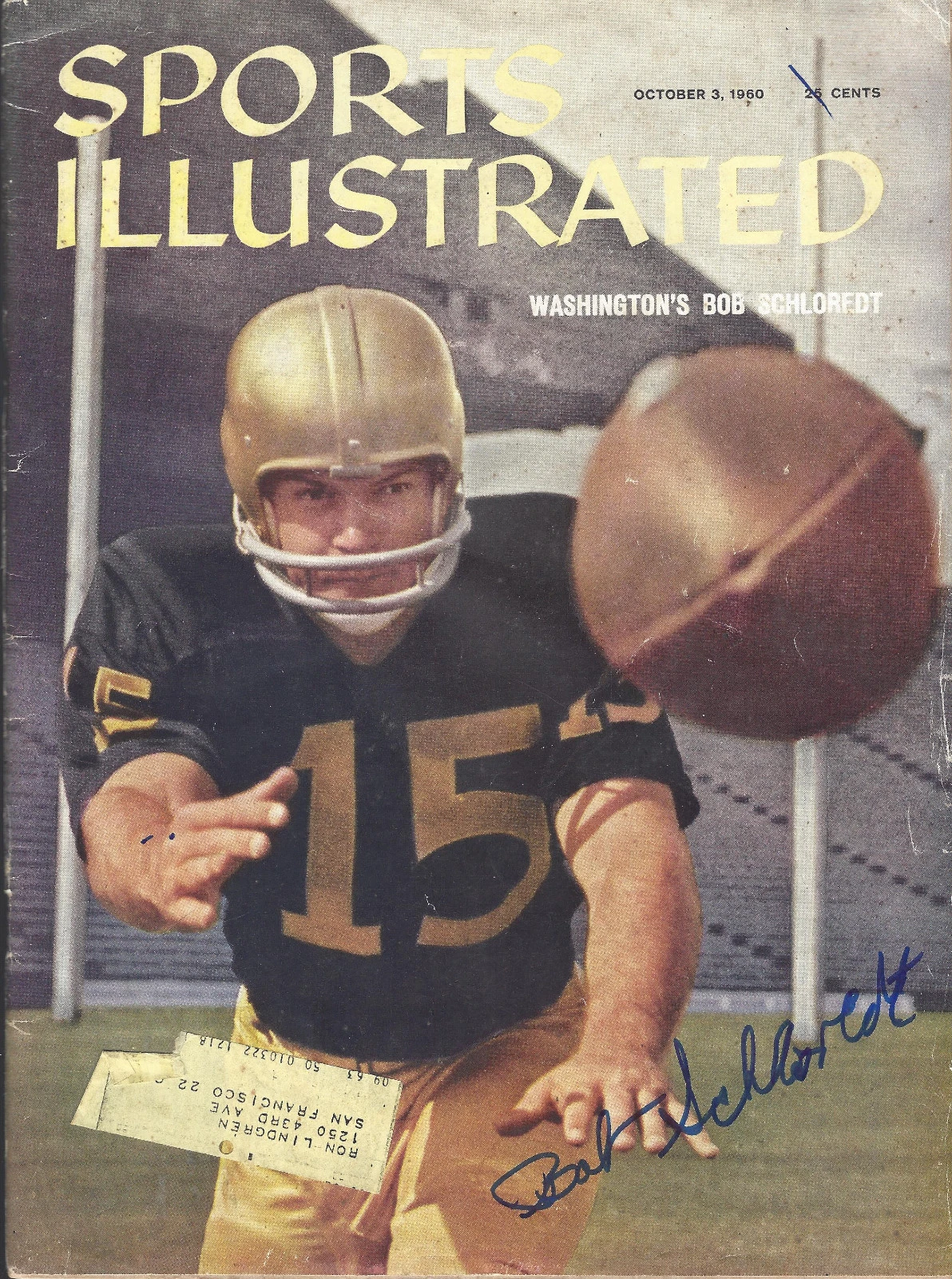 BOB SCHLOREDT Signed Autographed SPORTS ILLUSTRATED 1960 Washington Huskies (d)
