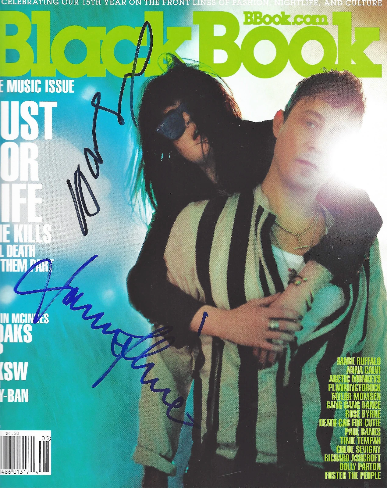 THE KILLS Alison Mosshart Jamie Hince Signed Black Book Magazine, ACOA
