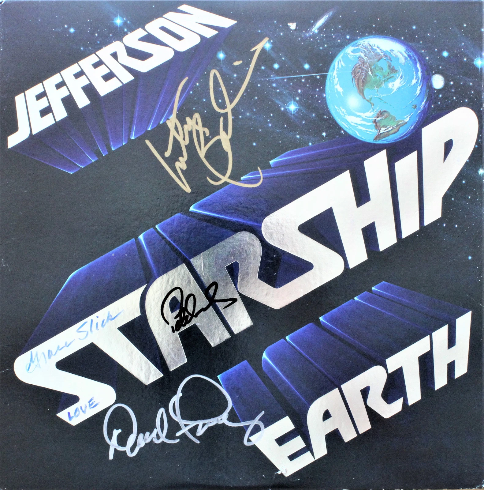 GRACE SLICK Sears Freiberg Balin signed Jefferson Starship EARTH Airplane ACOA
