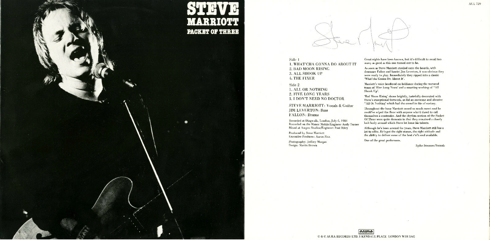 Steve Marriott hand signed 