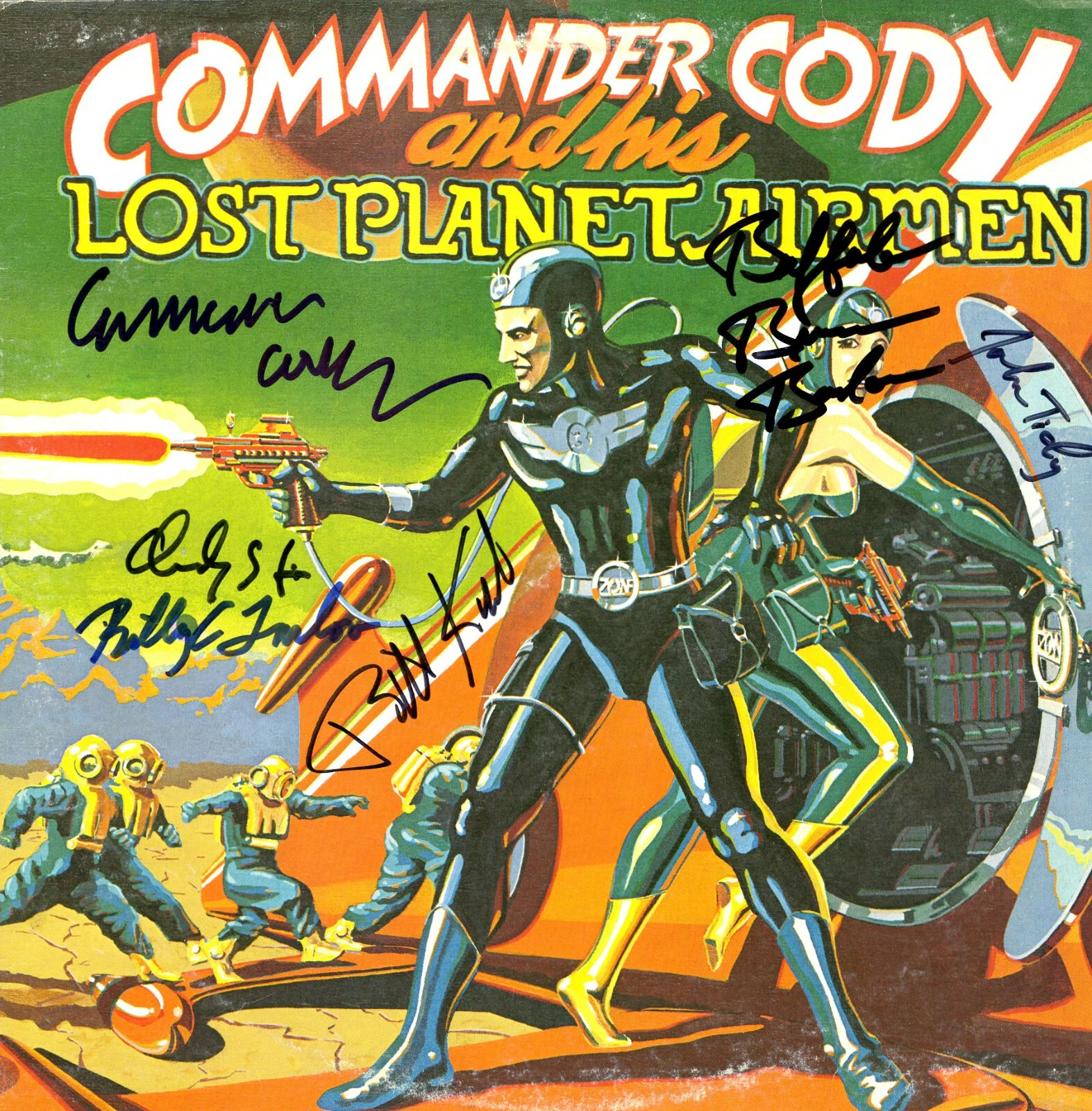 Commander Cody & the Lost Planet Airman signed vinyl record by 6!! ACOA
