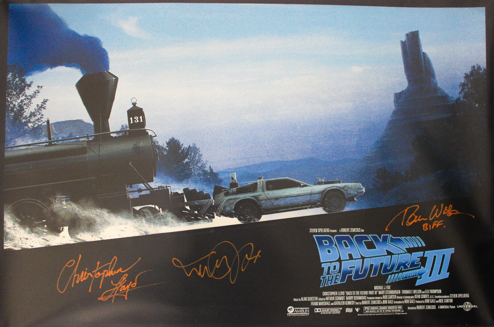 Back To The Future 3 Matt Fergeson Foil Screen Print SIGNED MICHAEL J FOX+2 ACOA
