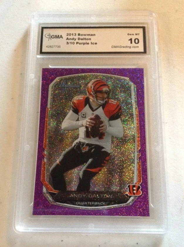2013 Bowman ANDY DALTON Purple Ice Parallel Serial 3/10 Bengals, Gem Min 10
