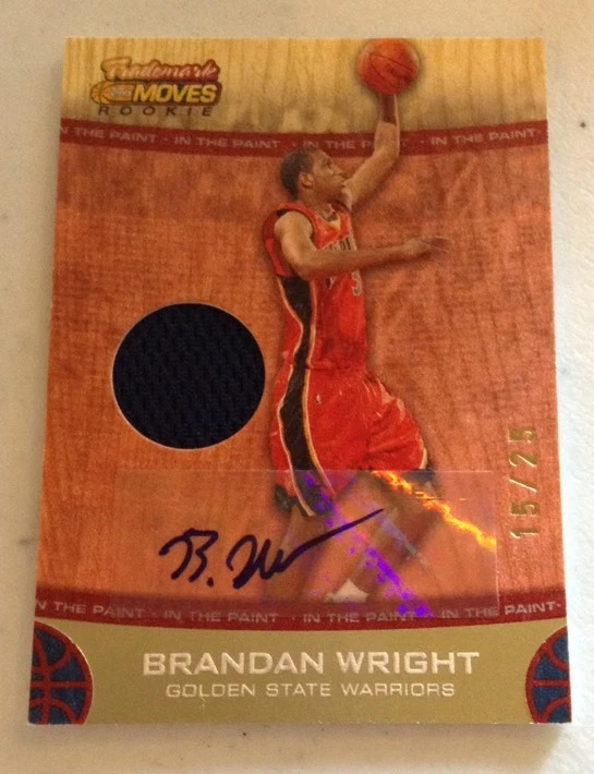 2007-08 Topps Trademark Moves Rookies Wood Auto Jersey Brandan Wright 15/25
