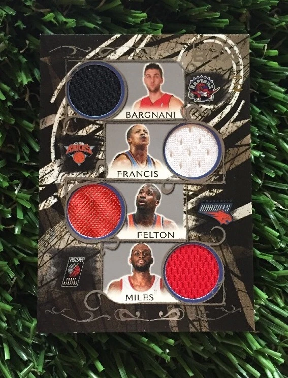 2007 Topps Luxury Box Quad JERSEY BARGNANI/FRANCIS/FELTON/MILES #ED /9 SSP
