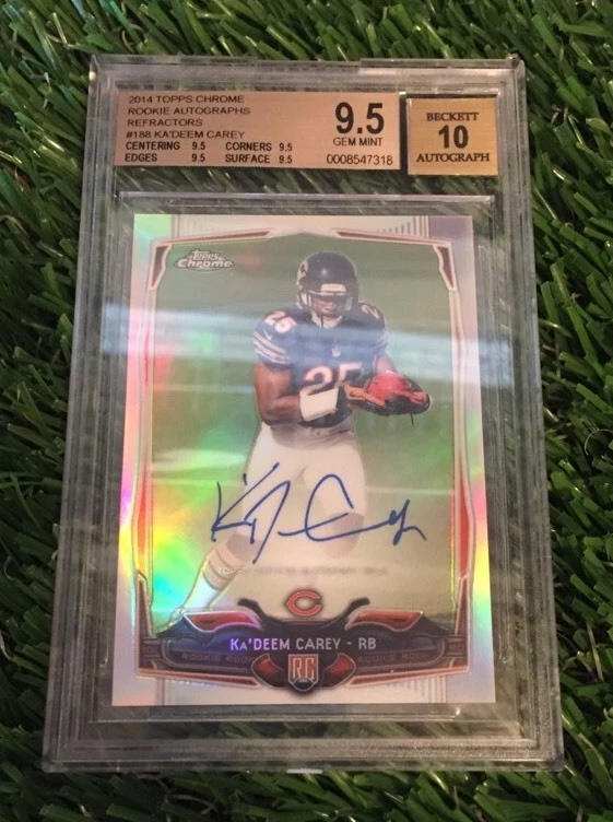 2014 Topps Chrome Ka`Deem Carey Refractor Auto Bears Rookie BGS 9.5 /10
