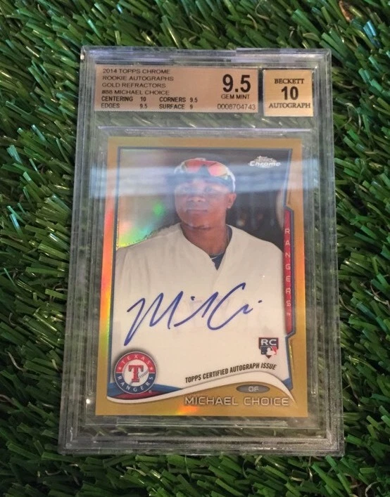 Michael Choice 2014 Topps Chrome RC Gold Refractor Signature Auto #D /50
