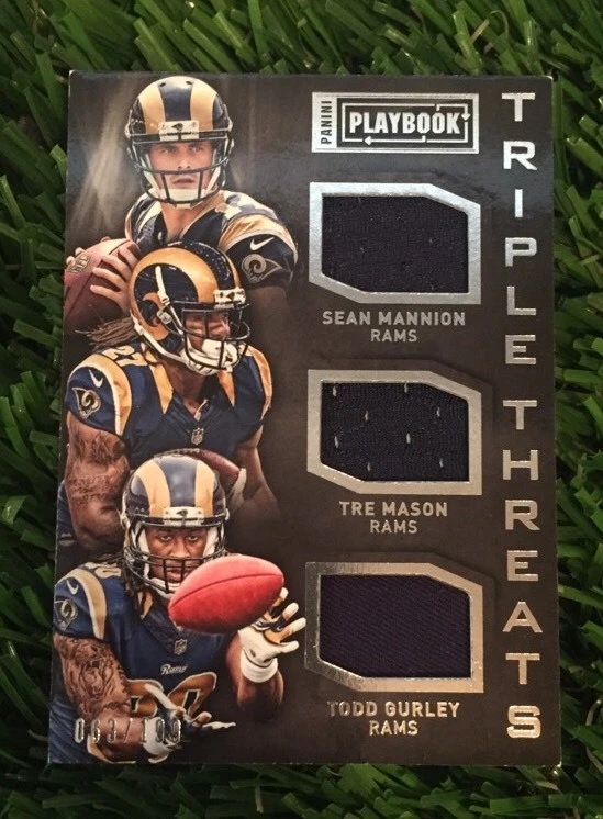 2015 Panini Playbook Triple Threats MANNION/MASON/GURLEY #d /199 RAMS
