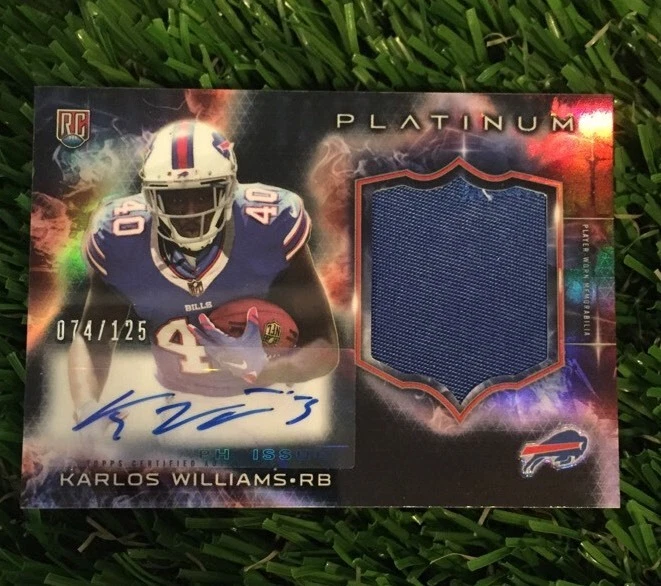 2015 Topps Platinum Karlos Williams Patch Auto RC BILLS #ED /125 Stud!
