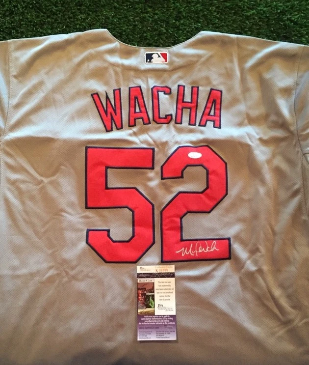MICHAEL WACHA ST. LOUIS CARDINALS STUD Grey SIGNED Jersey JSA/COA K56760
