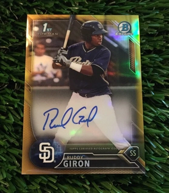 2016 Bowman Chrome Ruddy Giron Gold Refractor AUTO #ED /50 San Diego Padres
