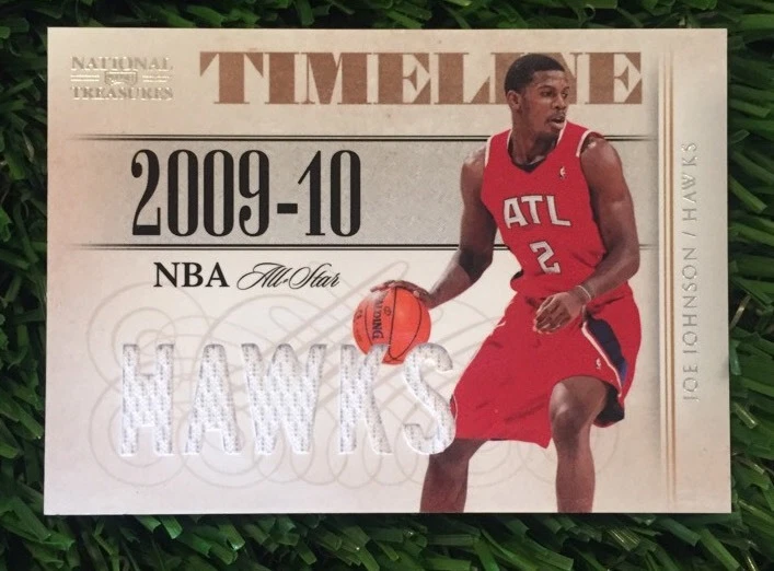 2010 National Treasures Timeline JOE JOHNSON Game Used Relic #ED /99 HAWKS

