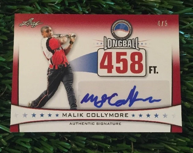 MALIK COLLYMORE 2013 Auto Leaf Power Showcase RED Longball Autograph RC #D /5
