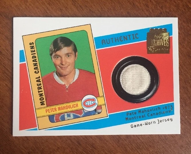 2002 TOPPS ARCHIVES PETE MAHOVLICH O-PEE-CHEE GAME WORN JERSEY CARD CANADIENS
