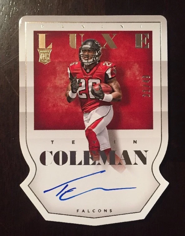 TEVIN COLEMAN 2015 PANINI LUXE ROOKIE RC DIE CUT ON CARD AUTO #ED /49 FALCONS
