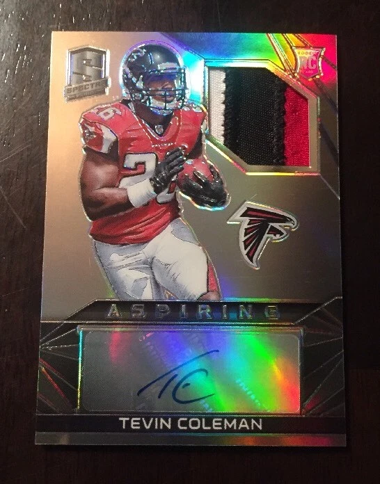 2015 Panini Spectra Aspiring 3 CLR Patch Auto Tevin Coleman #ED /99 FALCONS
