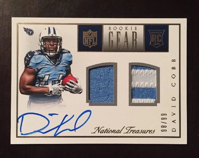 2015 National Treasures Rookie NFL Rookie Gear DAVID COBB AUTO TITANS #ED /99
