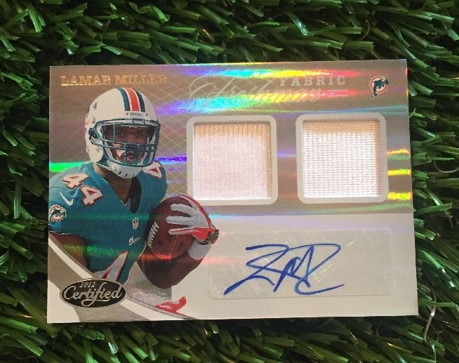 LAMAR MILLER 2012 CERTIFIED FRESHMAN FABRIC DUAL JERSEY AUTO RC #D /399
