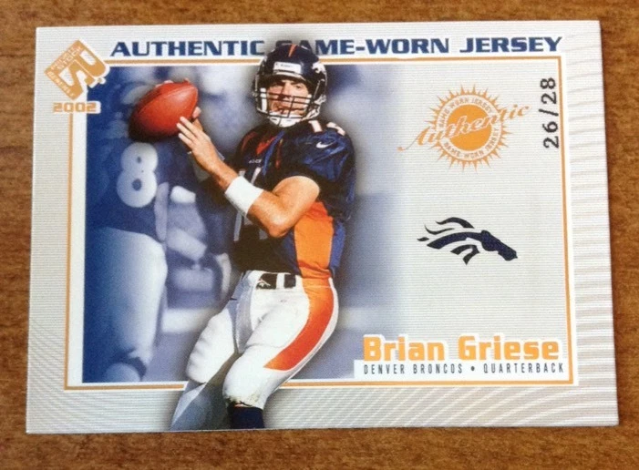 2002 Private Stock - BRIAN GRIESE - Game Used Jersey - MICHIGAN BRONCOS #d 26/28
