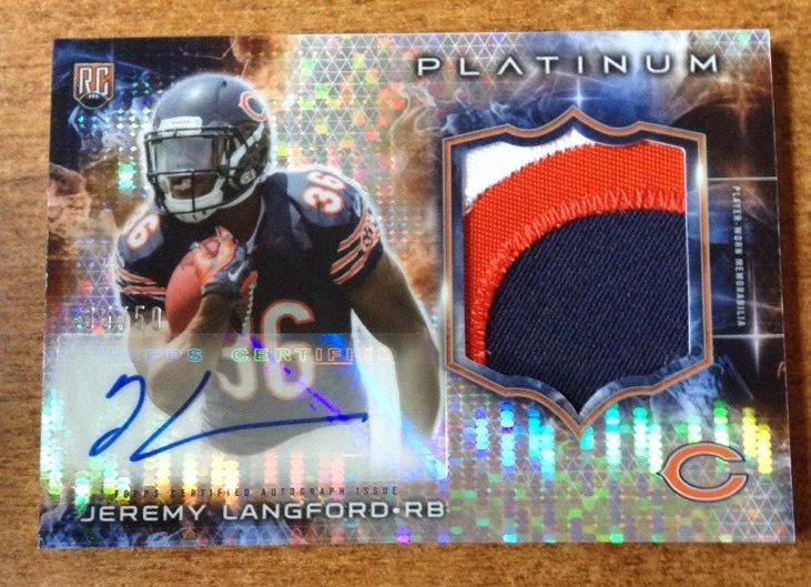 2015 Platinum Jeremy Langford PULSAR RPA /50! Rookie Patch Auto Bears
