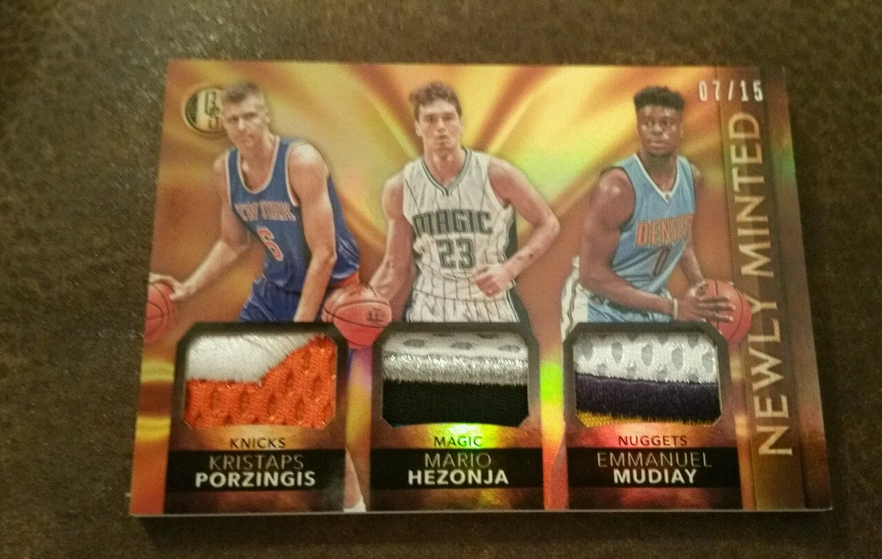 2015-16 Gold Standard Kristaps Porzingis/Hezonja/Emmanuel Mudiay RC 3X Patch /15
