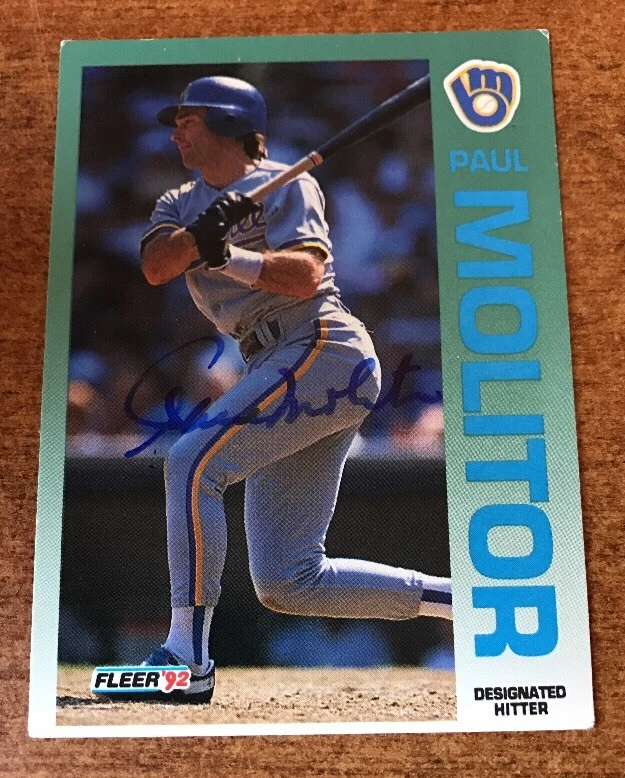 PAUL MOLITOR 1992 FLEER Autographed Baseball Card JSA COA
