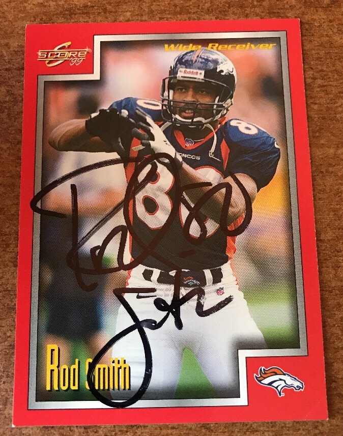 ROD SMITH DENVER BRONCOS 1999 SCORE JSA/COA SIGNED CARD
