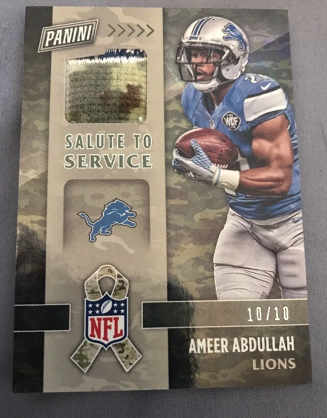 AMEER ABDULLAH 2016 Panini Black Friday Salute to Service Laser Foil 10/10

