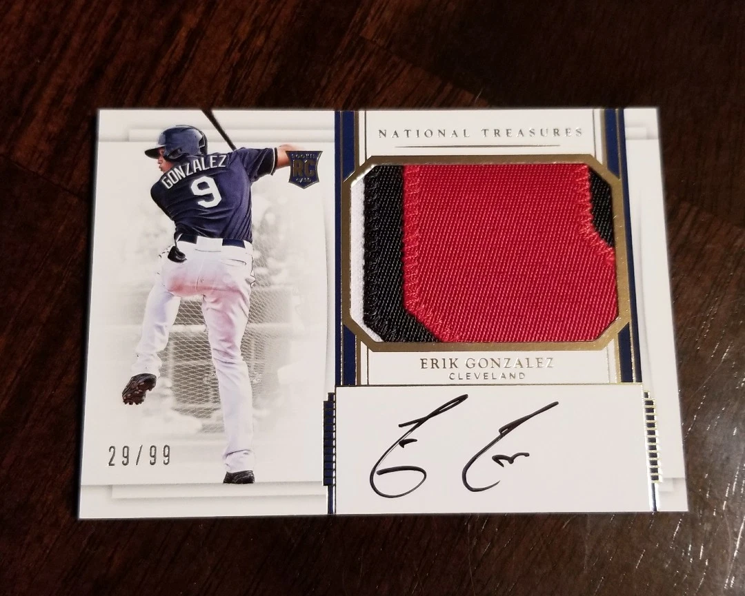 Erik Gonzalez 2017 Panini National Treasures RC 3 CLR Patch Auto #ED /99 Indians
