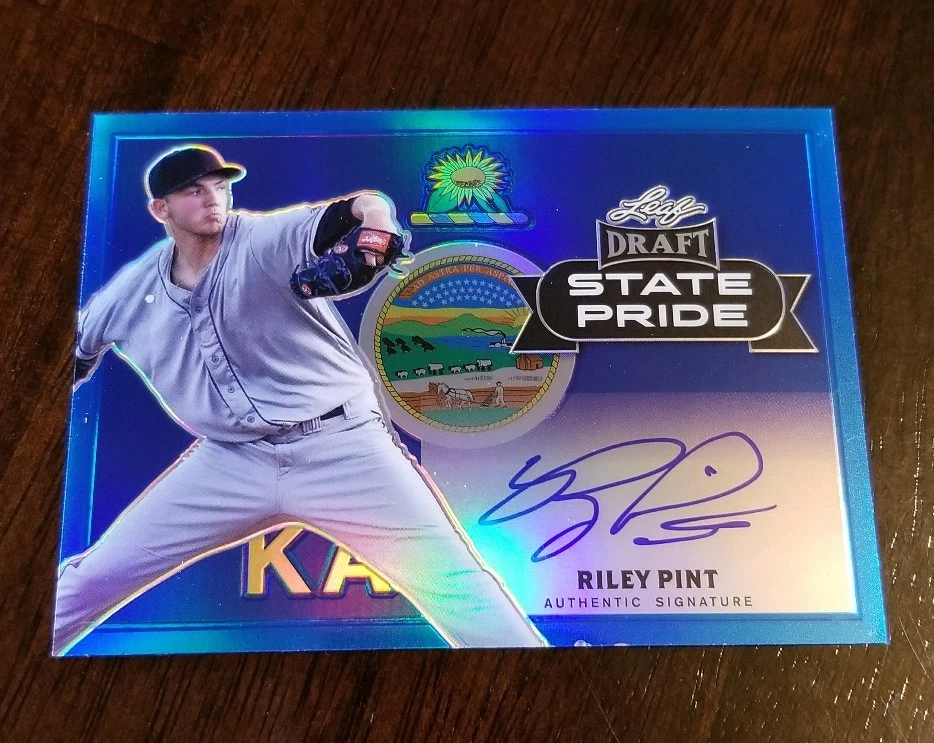 RILEY PINT 2017 Leaf Metal Draft STATE PRIDE Blue Refractor Auto #ED /20 ROCKIES
