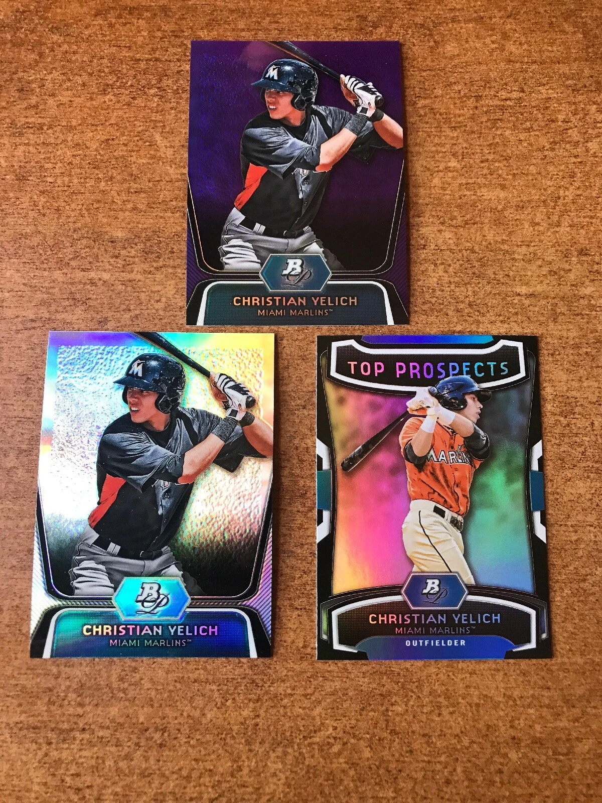 lot Of (3) CHRISTIAN YELICH BREWERS ROOKIE REFRACTOR RC SP 2012 BOWMAN PLATINUM
