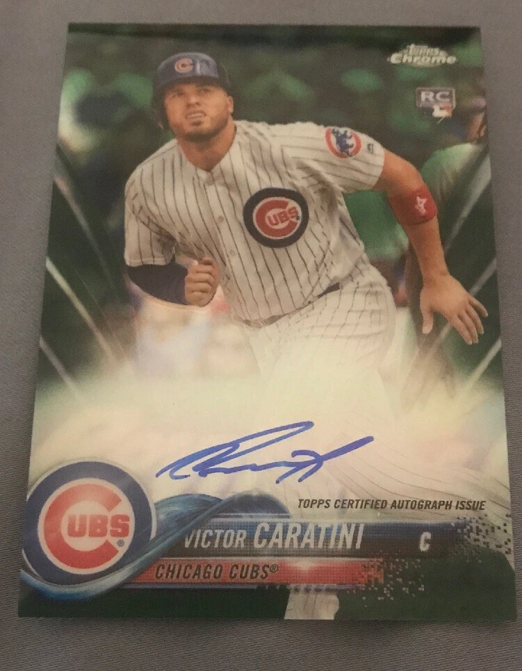 2018 Topps Chrome Victor Caratini GREEN Refractor Auto #/99 Cubs RC Rookie
