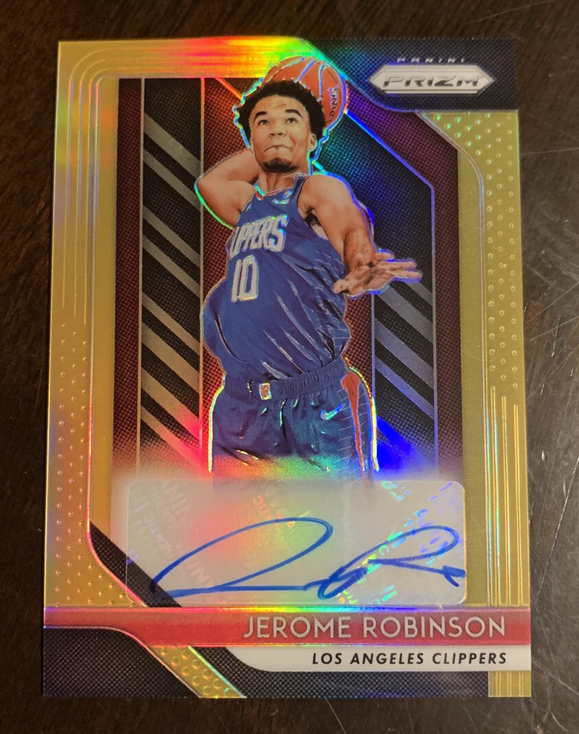 2018-19 Panini Prizm Jerome Robinson Gold Prizm RC Auto #ED /10 SSP Clippers Wow
