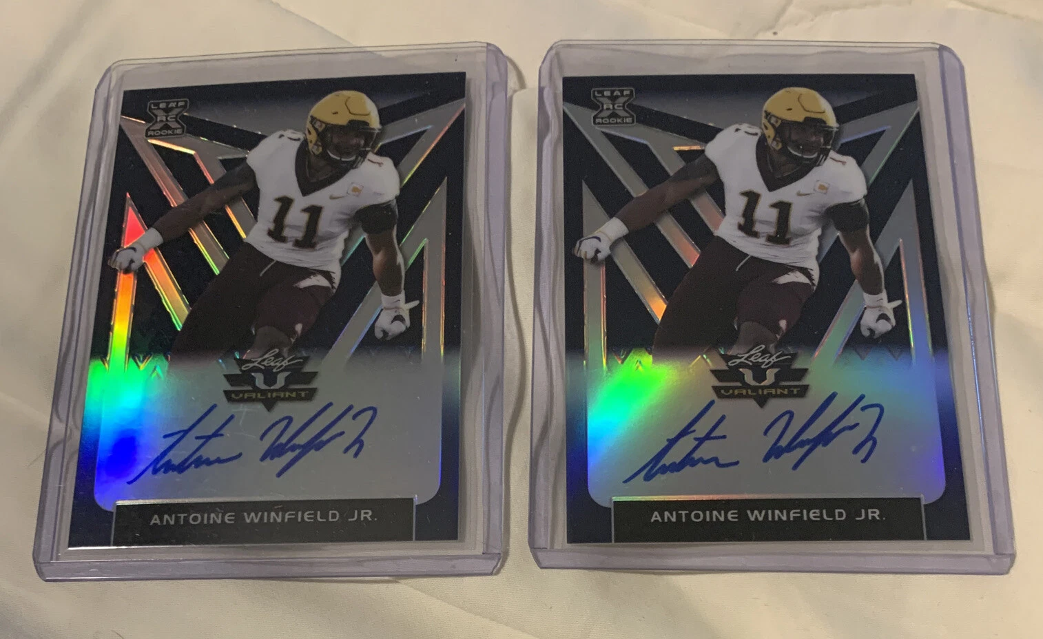 LOT OF (2) Antoine Winfield Jr. 2020 Leaf Valiant Rookie On Card Auto BLACK /25
